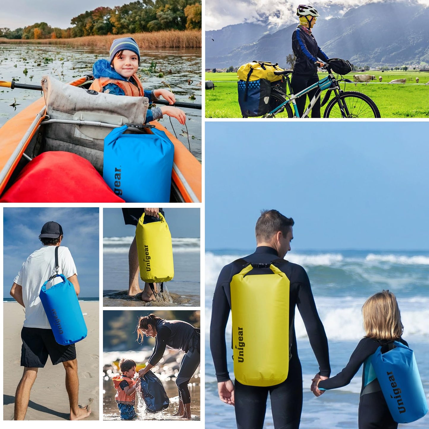 Unigear Dry Bag Waterproof, Floating and Lightweight Bags for Kayaking, Boating, Fishing, Swimming and Camping with Waterproof Phone Case