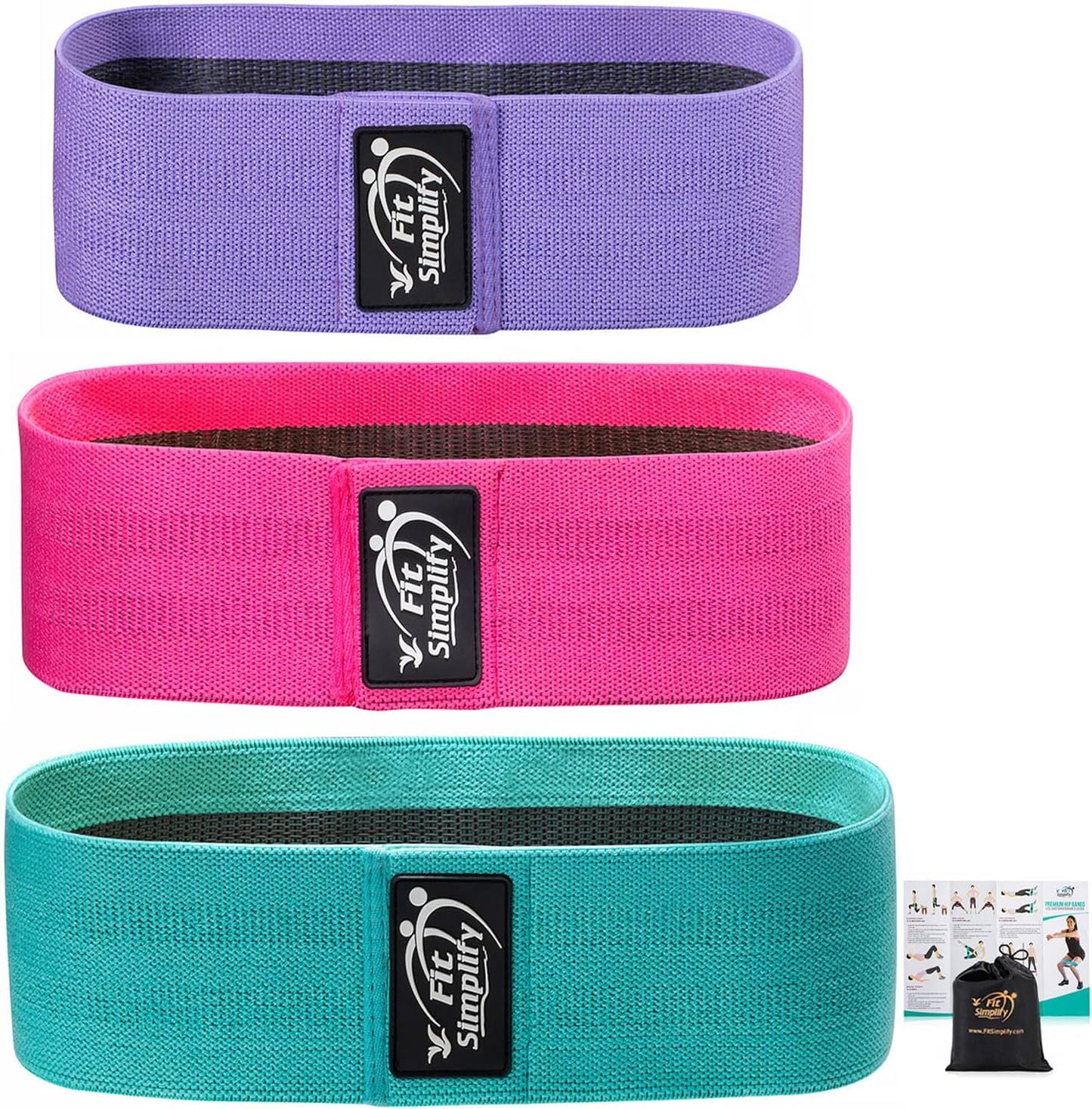 Fit Simplify Non Slip Fabric Resistance Hip Bands, Set of 3