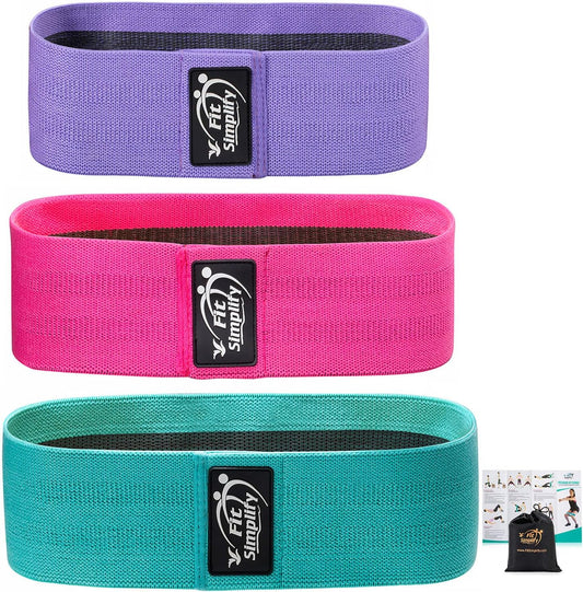 Fit Simplify Non Slip Fabric Resistance Hip Bands, Set of 3