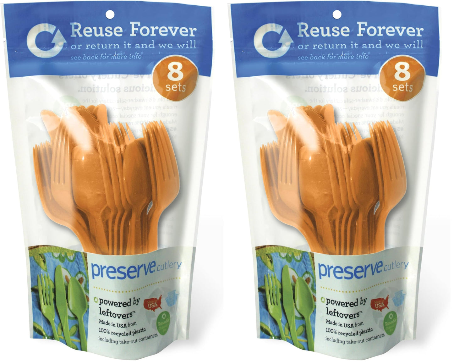 Preserve Go Cutlery, 24 Piece Set, Orange (Pack of 2)