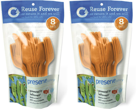 Preserve Go Cutlery, 24 Piece Set, Orange (Pack of 2)