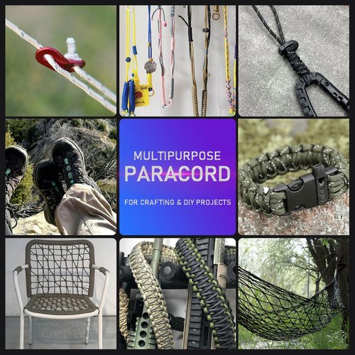 Paracordland-750LB Reflective Rope-100ft/500ft/1000ft- 9 Strand Parachute Spool Cord Heavy Duty String Ideal for Survival Gear Bracelet Camping Hikig Fishing-Reflective Black