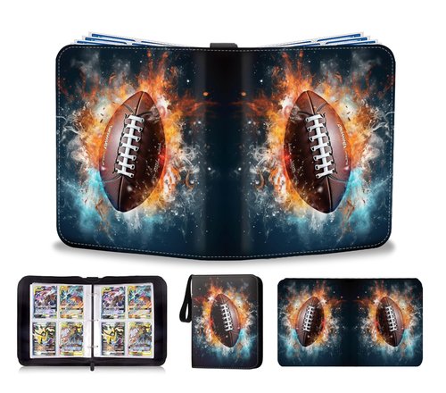 CHIMORY 2025 Football Card Binder Trading Card Binder Holder 400 Pockets, Fits 400 Cards with 50 Removable Pages, Football Cards Gifts Collector Album with Zipper Storage Display Case
