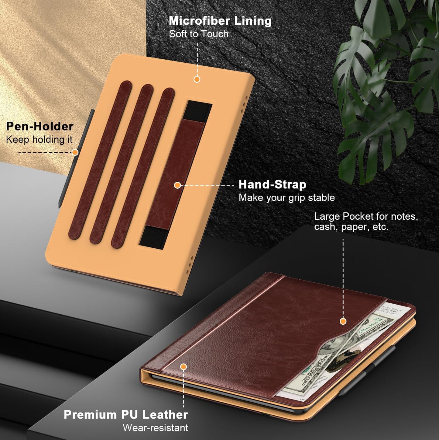 for 10 Tablet Case (13th/11th Generation 2023/2021 Released), PU Leather Folio Cover with Multi-Angle Stand/Pen Holder, Auto Wake/Sleep for 10/10 Plus, Black