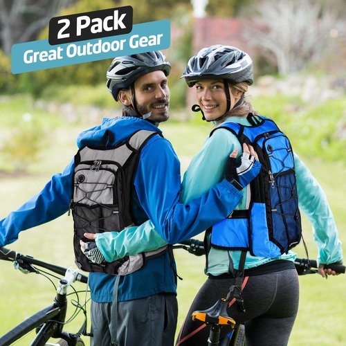 Cunno 2 Pieces Insulated Hydration Backpack Water Backpack Hiking Backpack with 2L Water Bladder Cycling Water Pack for Men Women Running Hiking Cycling Camping Climbing, 2 Colors