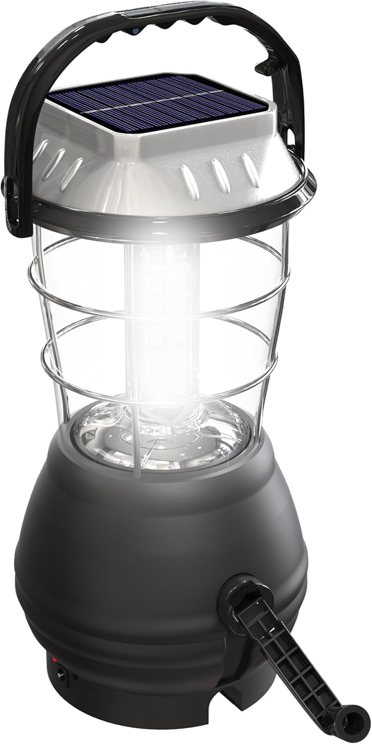 Solar Powered Hand Crank Lantern - Rechargeable LED Light for Camping & Outdoors