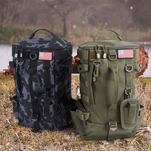 MoiShow Fishing Tackle Bag with Rod Holders, Large Storage, Tackle Box Backpack for Carrying Fishing Gear and Equipment, Gifts for Men, RBG02