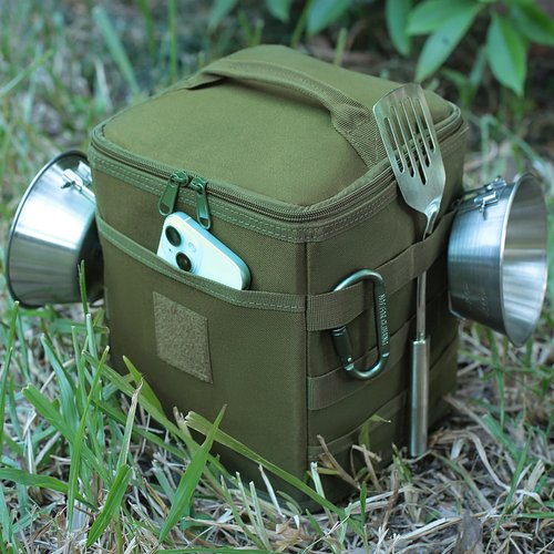 Lemubeane Tactical Camping Storage Bag 7L Utility Tote Bag Trunk Organizer (OD Green)