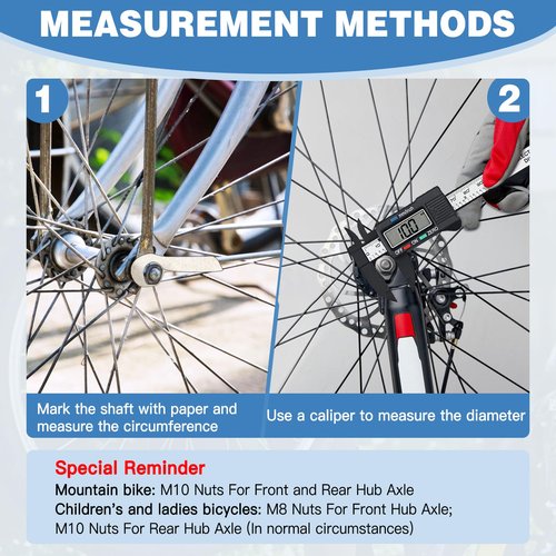 Zacro 18pcs Bike Wheel Axle Nut and Bicycle Hub Safety Washer Kit, M8 M9.5 M10 Bicycle Hub Flanged Axle Nuts, Bike Parts Accessories for Front and Rear Most Mountain Road Commute Bike Wheel Axle