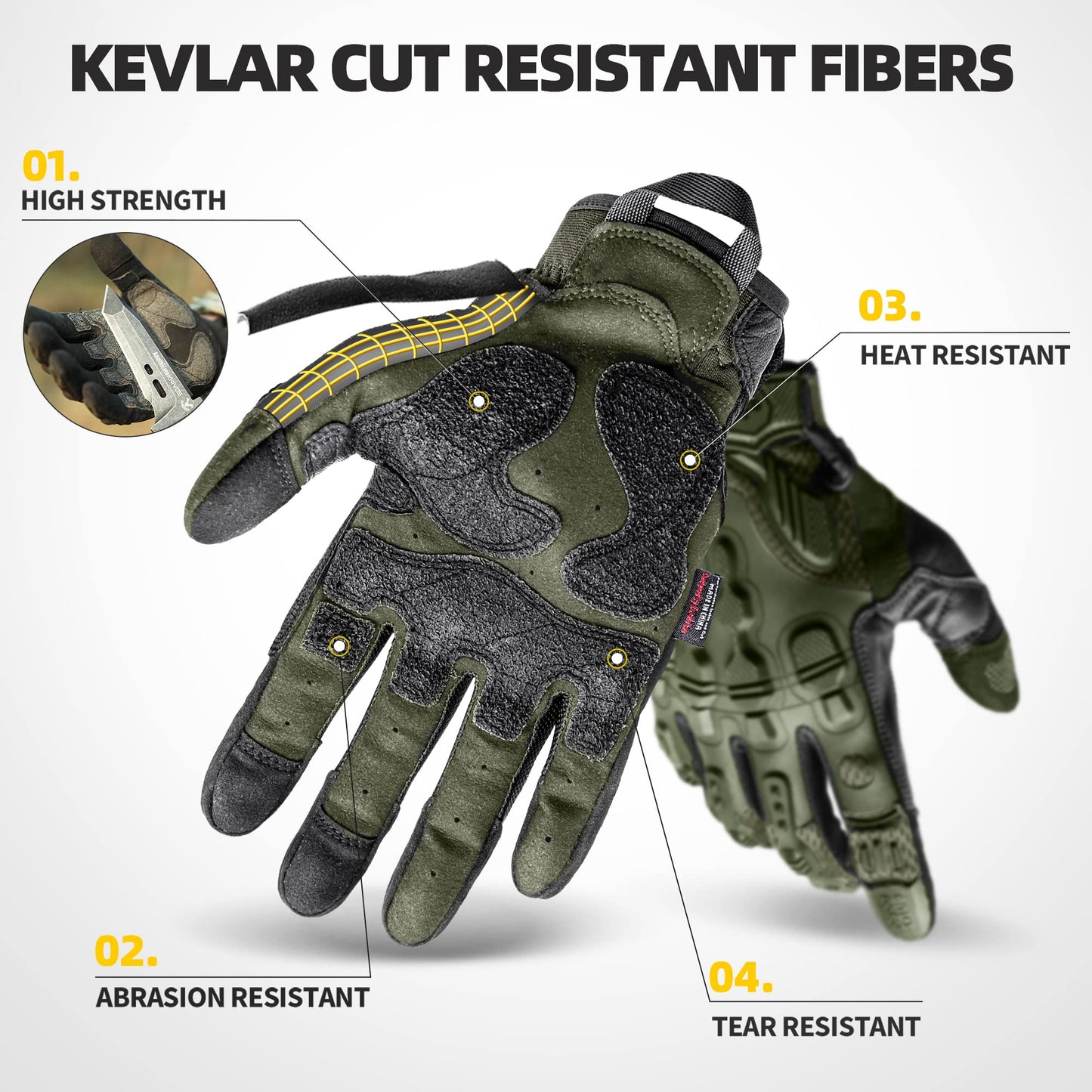 ZUNE LOTOO Tactical Gloves for Men, Green Touchscreen Motorcycle Glove Skeleton with Padded Impact Protection & Cut Resistant for Paintball Airsoft Range Riding Biker Work Medium