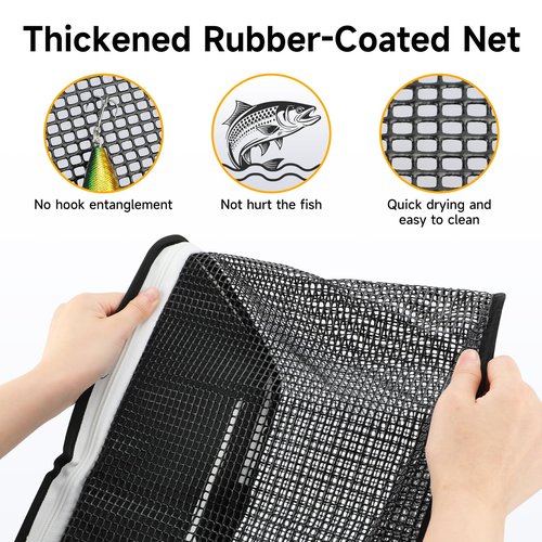 SANLIKE Floating Fishing Basket Collapsible Fishing Net Cage, Rubber Coated Net 59L Fish Basket for Live Caught Fish Minnows Bait Bucket Minnow Trap, Black