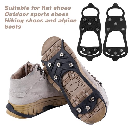 WBCBEC 2 Pairs Non Slip Gripper Spike Ice Traction Cleats Walk Traction Cleat Ice Snow Grips for Shoes, Boot with 8 Steel Studs Crampons