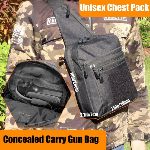 SXJWISHES Tactical Sling Bag for Men EDC Crossbody pack Tactical Shoulder Backpack Waist Bags for Women (Black)