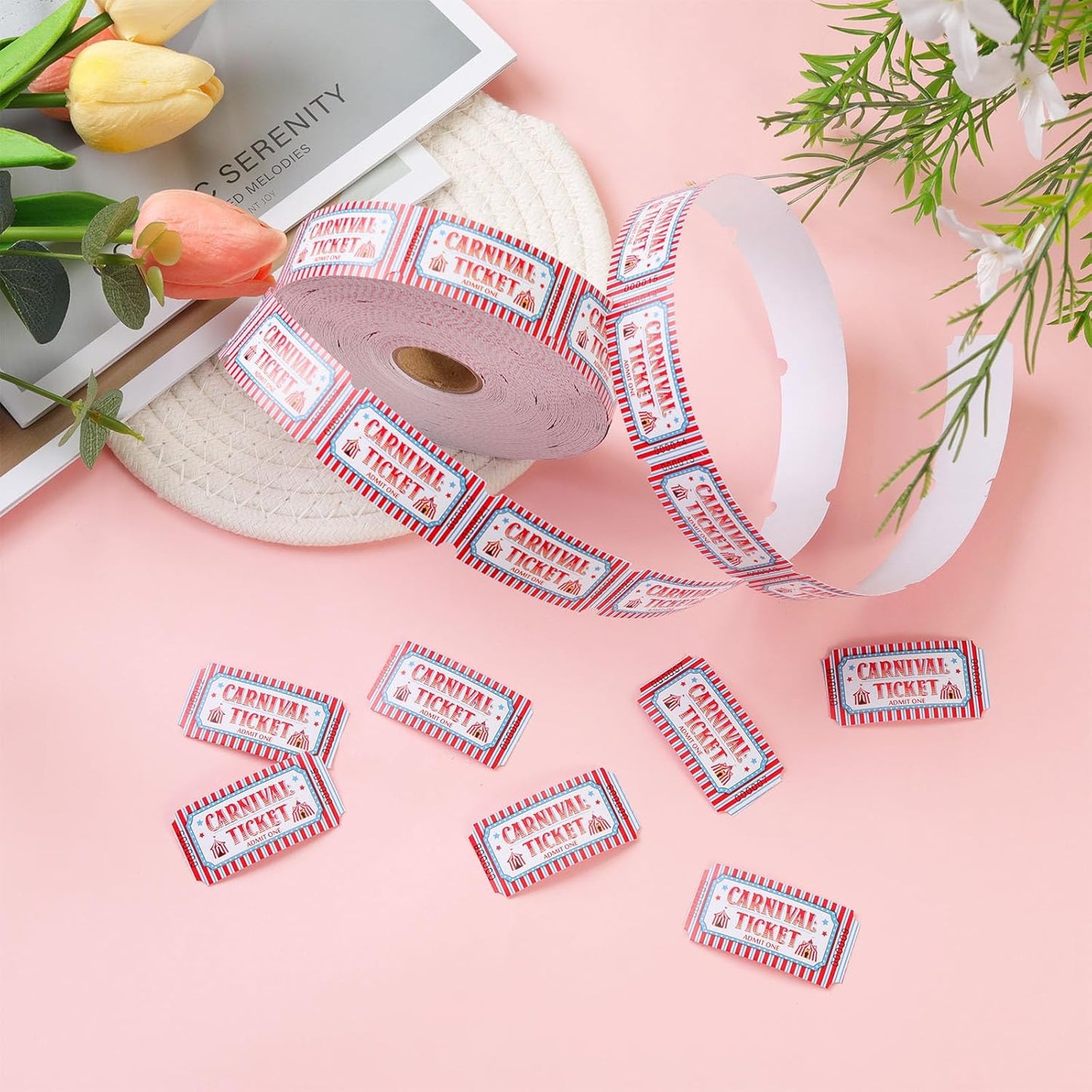 1000 Pcs Drink Ticket Single Raffle Tickets Roll Cocktail Design Free Drink Ticket for Events Wedding Work Formal Parties Leisure Class Reward