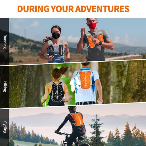 DeSoto Hydration Pack Backpack - Lightweight Running & Cycling Vest for Hiking, Climbing, Camping & Biking (Orange)