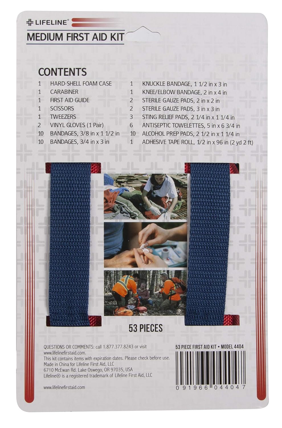 Lifeline 53 Piece First Aid Emergency Kit - Small and Compact Size - Ideal for camping, sporting events, hiking, cycling, car as well as home, school and office