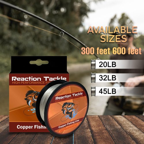 Reaction Tackle Copper Trolling Wire - Copper Fishing Line - Corrosion Resistant Tin Coated Copper Super Smooth and Thin Diameter to Reach Deeper Depths 45LB / 300 Foot