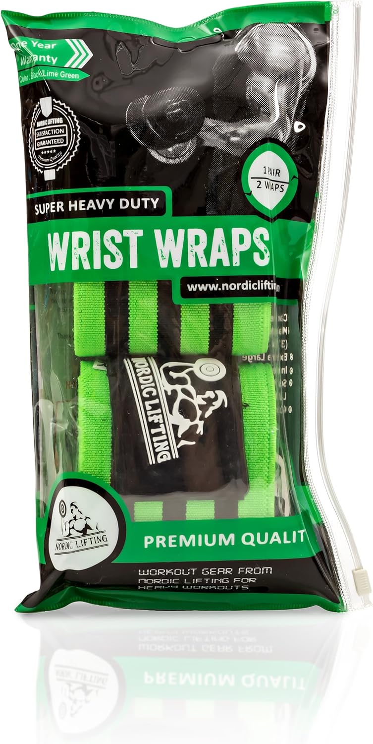 Nordic Lifting Wrist Wraps Super Heavy Duty (1 Pair/2 Wraps) 24" Support for Weight Lifting | Powerlifting | Gym | Cross Training- Weightlifting Thumb Loop - Men & Women