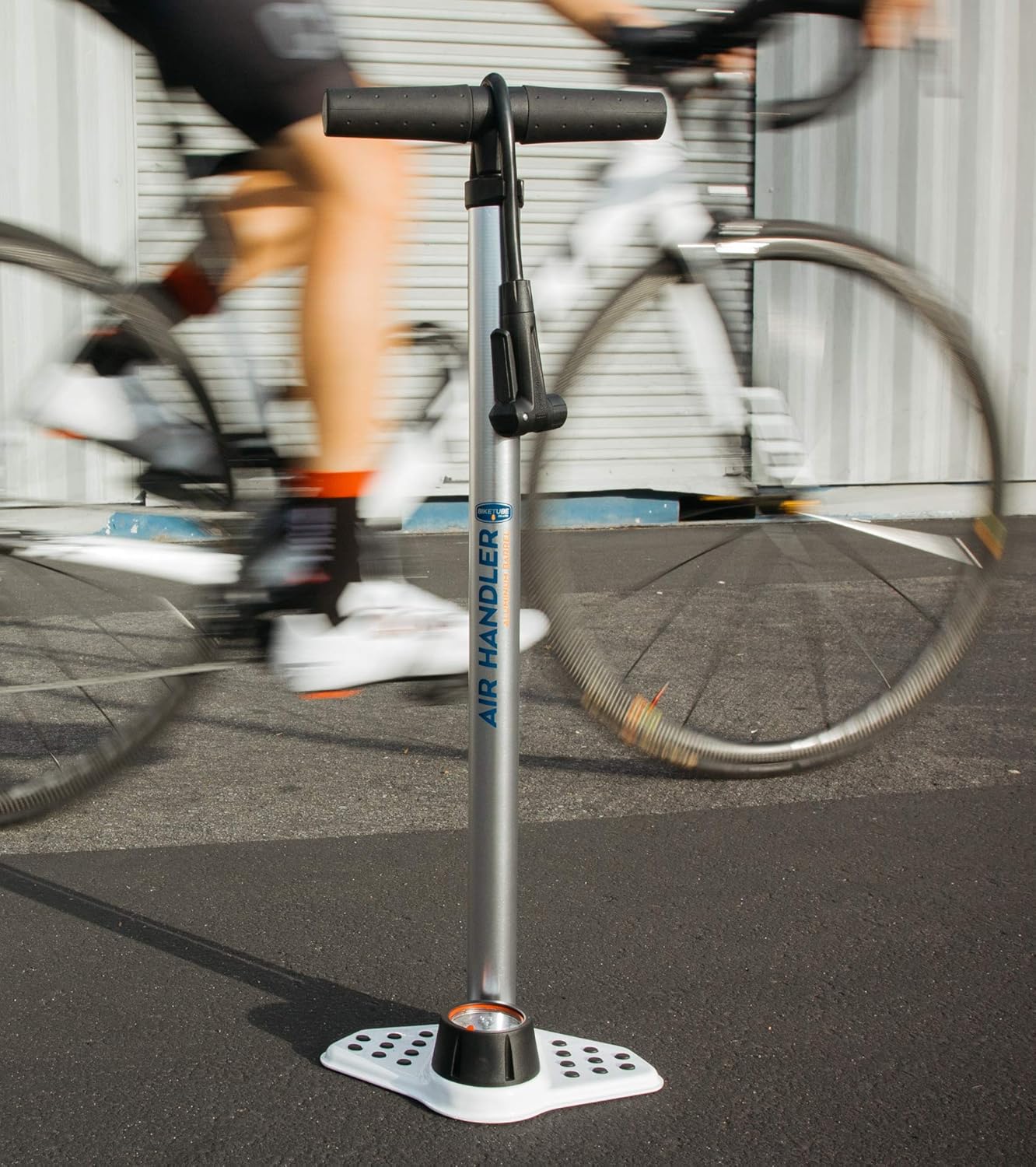 Air Handler Bike Floor Pump by BIKETUBE BRAND – High Pressure Bicycle Pump with Industrial Gauge – Fits Presta & Schrader Valves – Kraton Grip – Road, MTB, Gravel, Hybrid Bike Accessory
