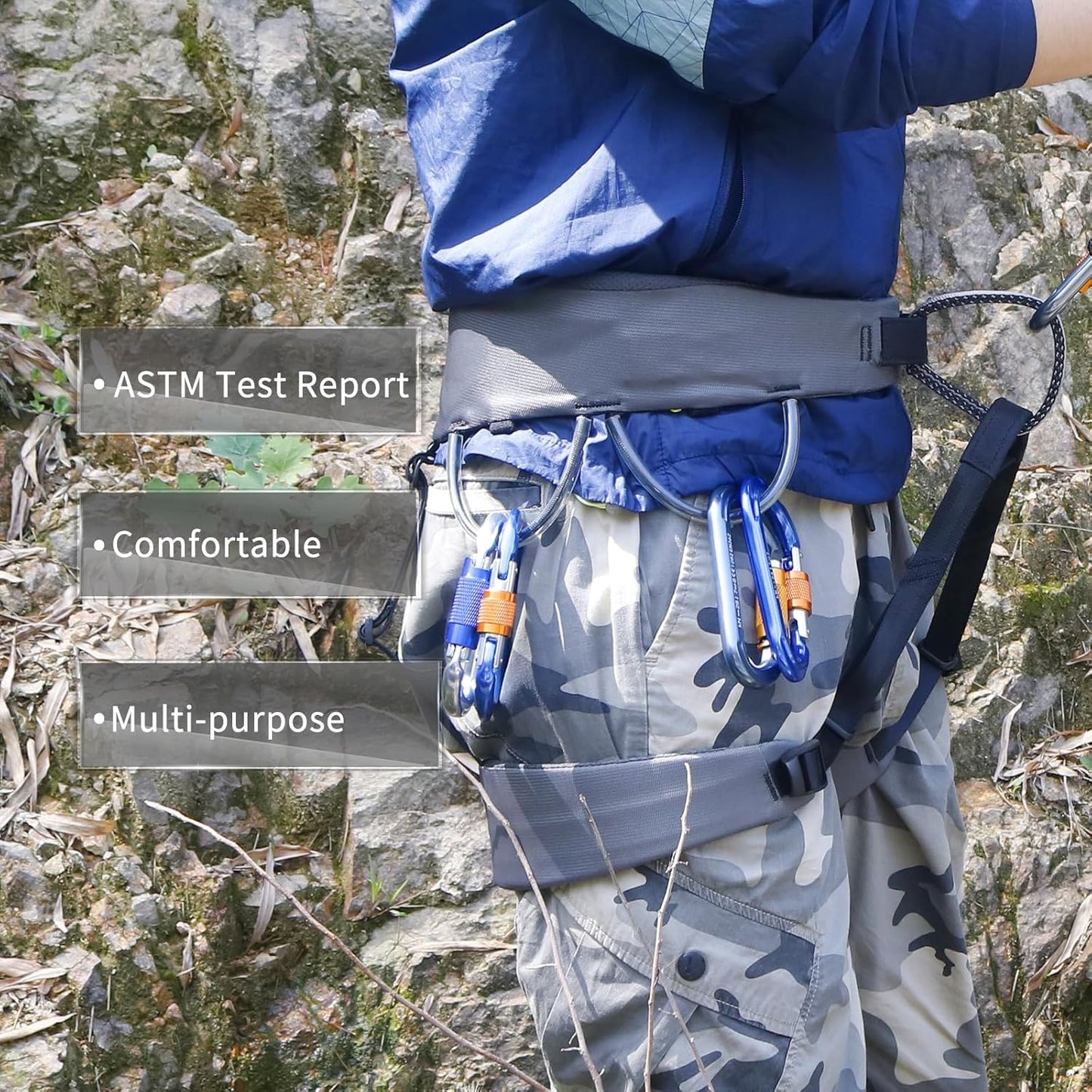 NewDoar Climbing Harness, Mountaineering Rock Climbing Harness, Half Body Harness for Rappelling Fire Rescuing Tree Climbing