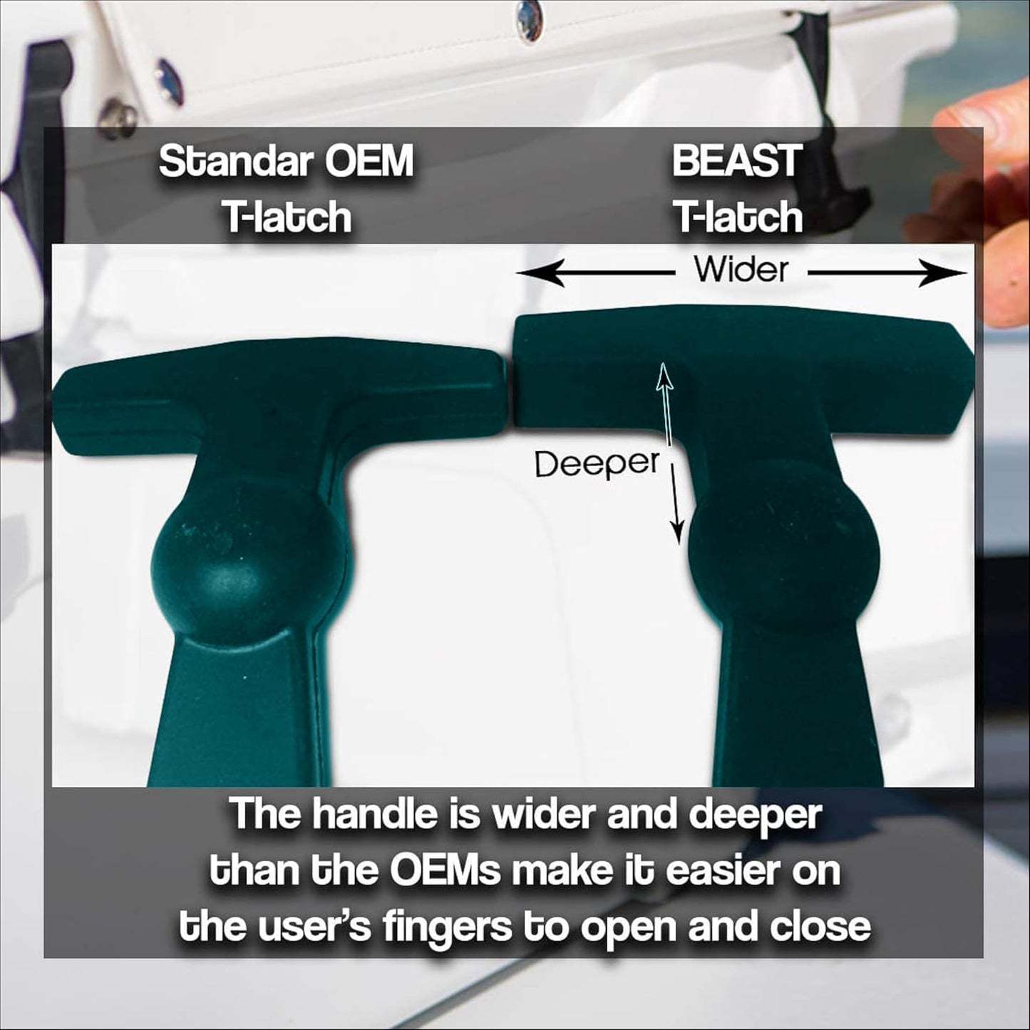 Beast Cooler Accessories 2-Pack Replacement Lid Latches for Yeti and RTIC - Black Rubber, Cooler Latches Replacement for Yeti, RTIC, and More - Hard Handle Grips, 20 Inches