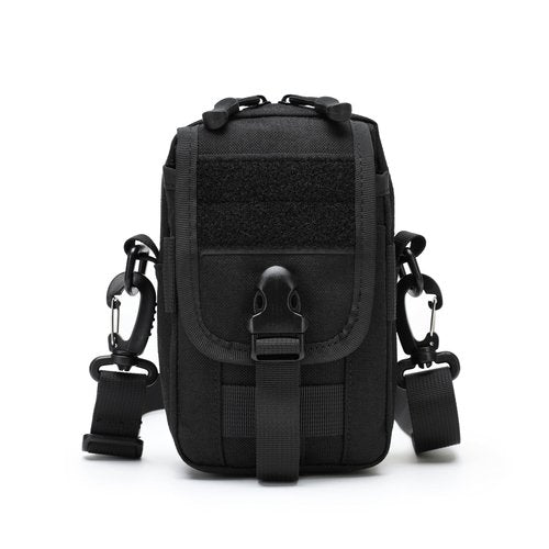 Tactical Molle Accessories Pouch with Shoulder Strap Multi-Functional Tool Pouch Waist Bag Phone Cash&Card Holder for Daily(Black)