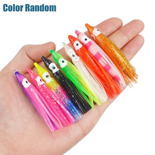 Octopus Squid Skirts Lure,45pcs Multi-Color Soft Plastic Lures Bass Trolling Lure Fishing Baits for Bass Salmon Trout 1.97inch