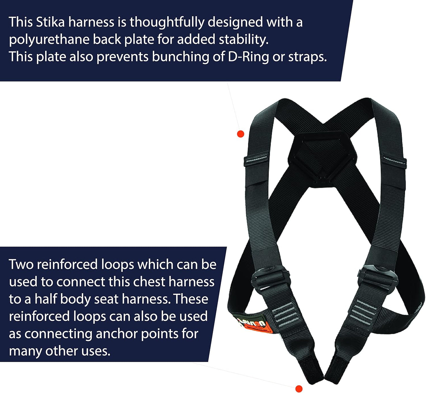 Fusion Climb Chest Harness Stika - (5,000 LBS Rated) Heavy Duty Chest Harness for Hiking, Tree Climbing, Ziplining, Rock Climbing, Rappelling