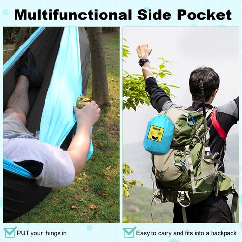 SZHLUX Camping Hammock Single Portable Hammocks with 2 Tree Straps and Attached Carry Bag