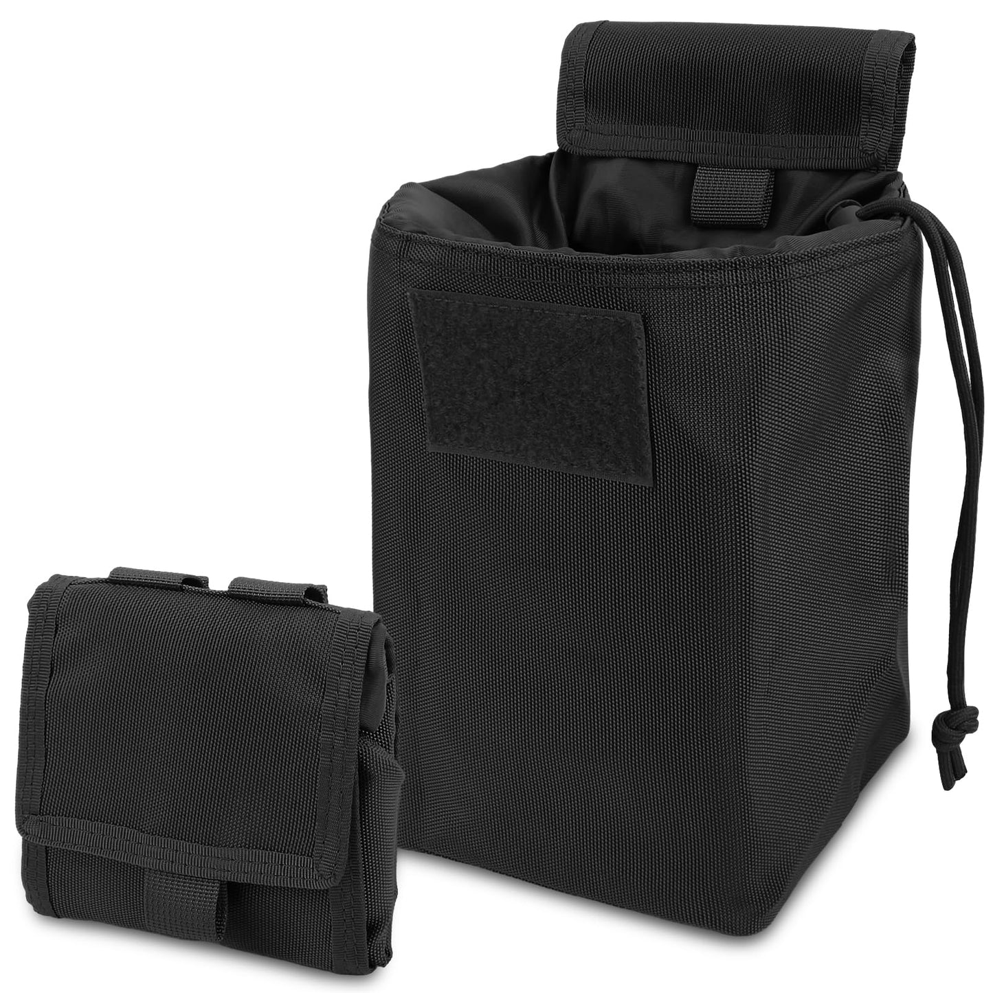 AIKATE Tactical Molle Dump Pouch, Roll-Up Drawstring Magazine Utility Pouch, Folding Dump Bag (Black)