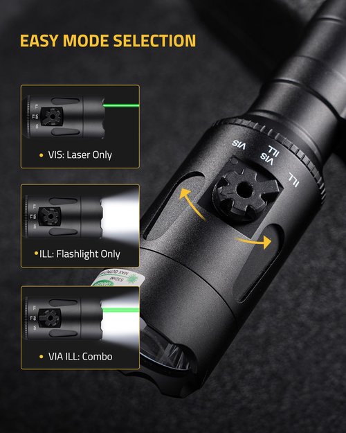 CVLIFE 1680 Lumens Rifle Light Laser Combo Compatible with M-Rail, USB Rechargeable Rifle Flashlight with Aiming Green Beam, Tactical Light for Rifle, Pressure Remote Switch Included