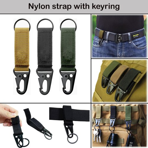 Small Carabiner Clip Keychain Keyring - Pack of 25/66 Carabiner for Keys 3" + 1.8" Keychain Clip, Locking carabiners, Keyring, Nylon Webbing, Wallet Tool for Camping, Hiking, Travel Outdoor (66)