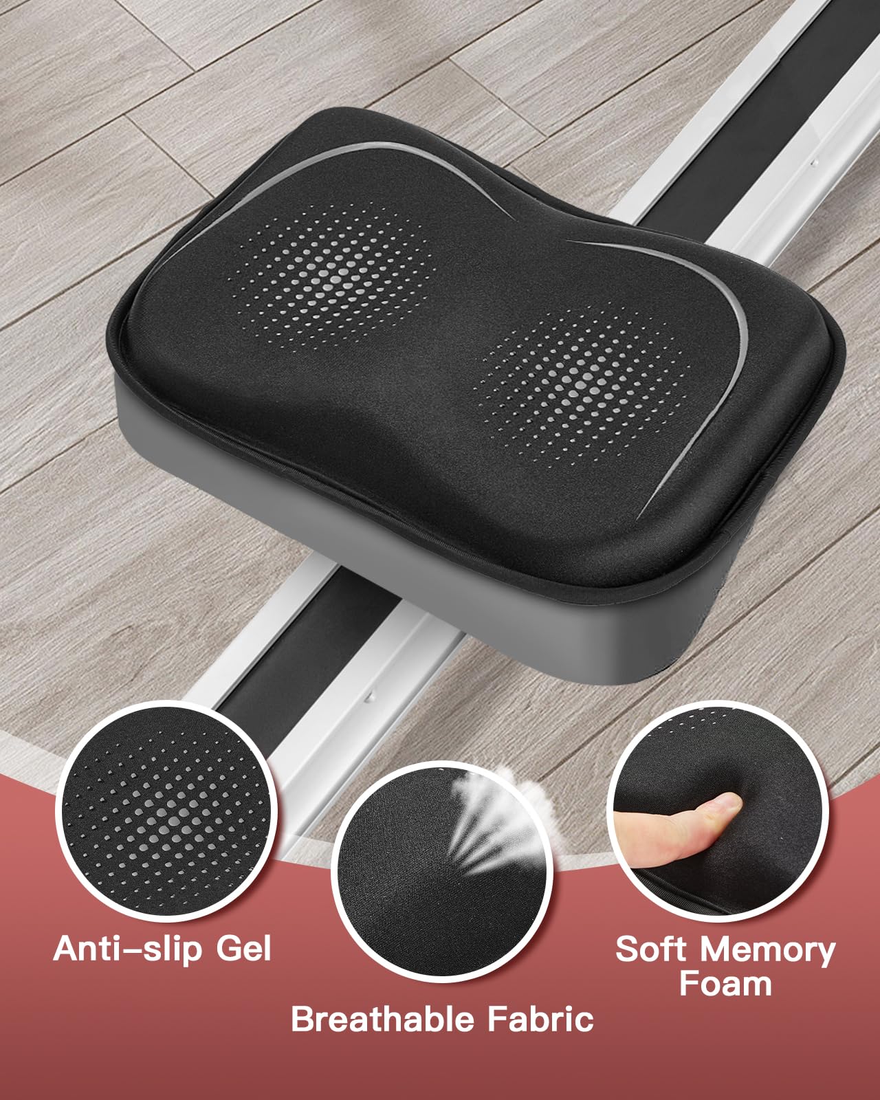 Fitense Rowing Machine Seat Cushion for The Concept 2 Rowing Machine with Extra Sports Headband, Memory Foam Row Machine Pad-Compatible with Concept 2 Rower, Recumbent Stationary Bike, Watter Rower