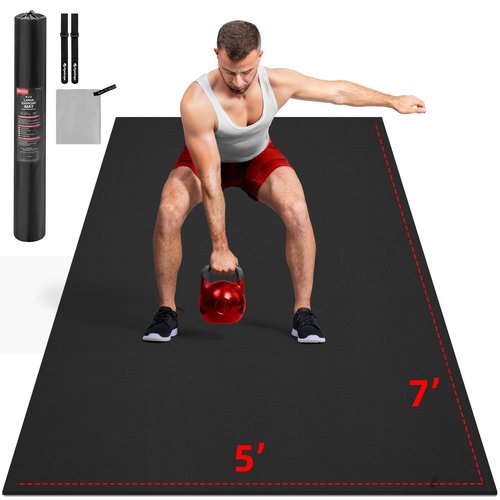 GymCope Extra Large Exercise Mat, 10'x6'/9'x6'/8'x6'/7'x5'/6'x4'(8mm) Thick Workout Mat for Home Gym & Garage Flooring, Shoe-Friendly, High-Density, MMA, HIIT, Weight Lifting, Cardio&Strength