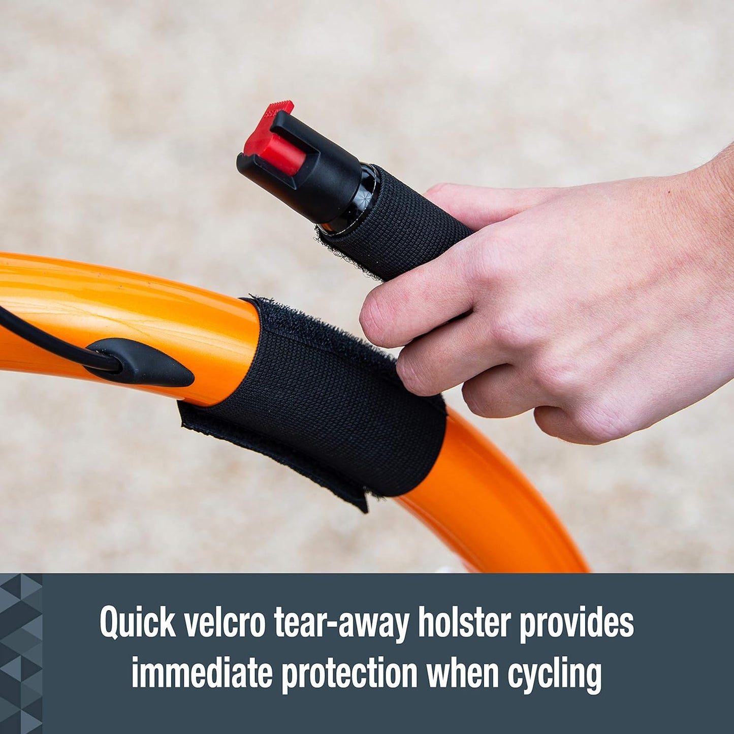 SABRE Cyclist Pepper Spray with Adjustable Bike Strap, 45 Burst, 10 Foot (3 meter) Range, Tear Away Hook and Loop Design For Quick Access