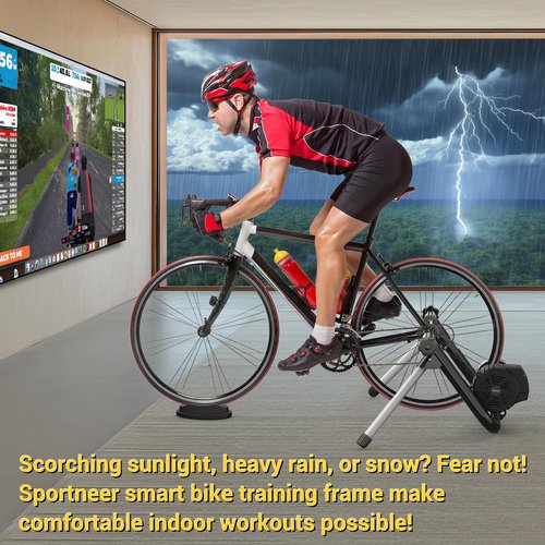 Sportneer Bike Trainer: Smart Stationary Bike Stand with Bluetooth 4.0 & ANT+ Connection - Bike Trainer Stand for 26-29" & 700C Wheels - Smart Bike Trainer Stand for Indoor Riding, Foldable Storage