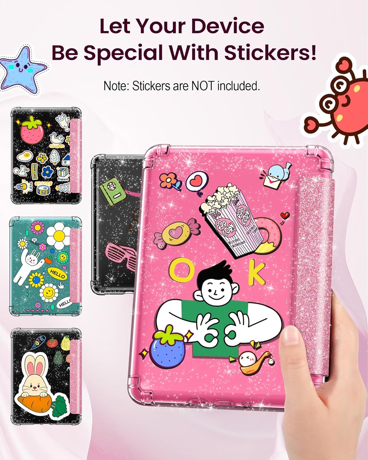 MoKo Case for All-New 7" Kindle Paperwhite 2024 12th Gen&Kindle Colorsoft Signature Edition 2024,Ultra Clear Soft Flexible Glitter TPU Back Cover Light Shell with Auto Wake/Sleep, Glitter Purple