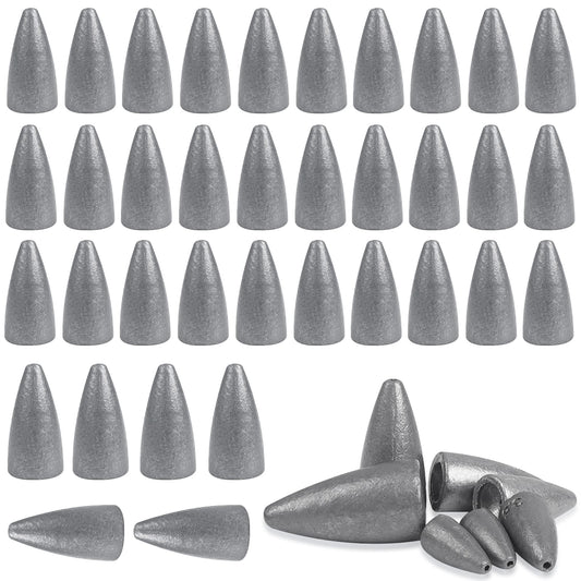 35/50 Packs Bullet Fishing Sinkers Weight Sinker Fishing Worm Sinkers Slip Sinker for Bass Fishing,Texas Rigs Multiple Size 1/16oz,1/8oz,3/16oz,1/4oz,3/8oz,1/2oz (1/16oz - 50pcs)
