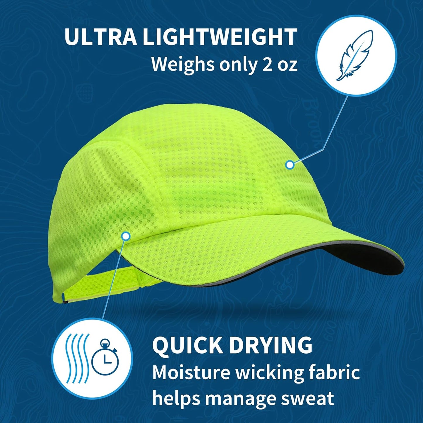 TrailHeads Performance Mens Running Hat - Lightweight, Quick Dry Workout Hats for Men - Athletic Sports Cap for Tennis, Gym