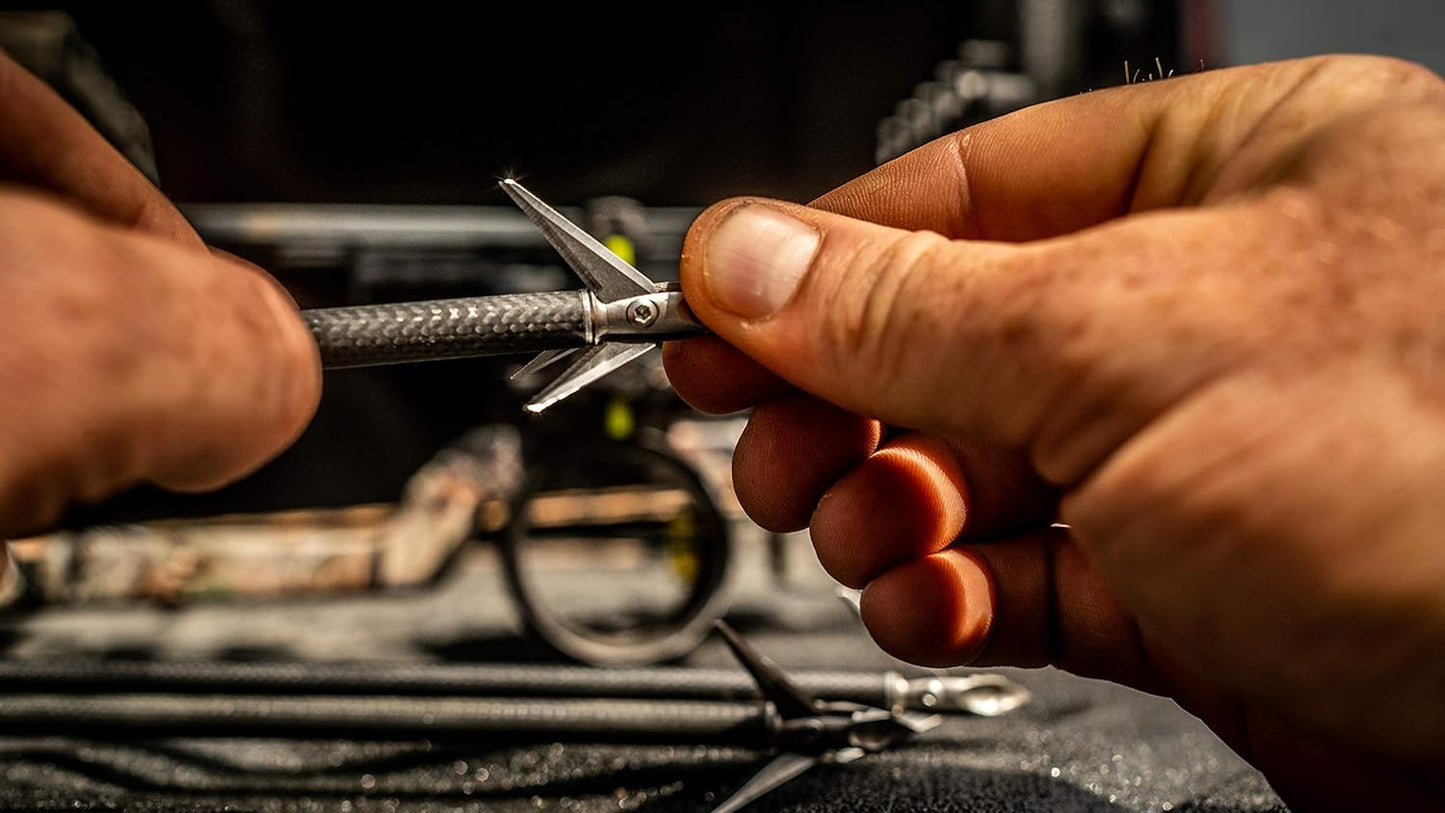 Hydroshock Pivoting Broadheads | 3 Pack | 100 Grain Screw-In Cross Bow Hydroshock-X Pivoting Broadhead, Cross Bow Arrow Heads, Bow Hunting Accessories, 0.032”, Stainless Steel