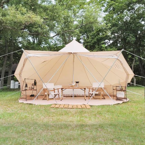 S'more Bello Bell Camping Tent, 4 Season Luxury Outdoor Camping and Glamping Tent for 4-6 Adults, Breathable Waterproof Yurt Tent Polyester Cotton Cloth Reserved Stove Jack, with Carry Bag