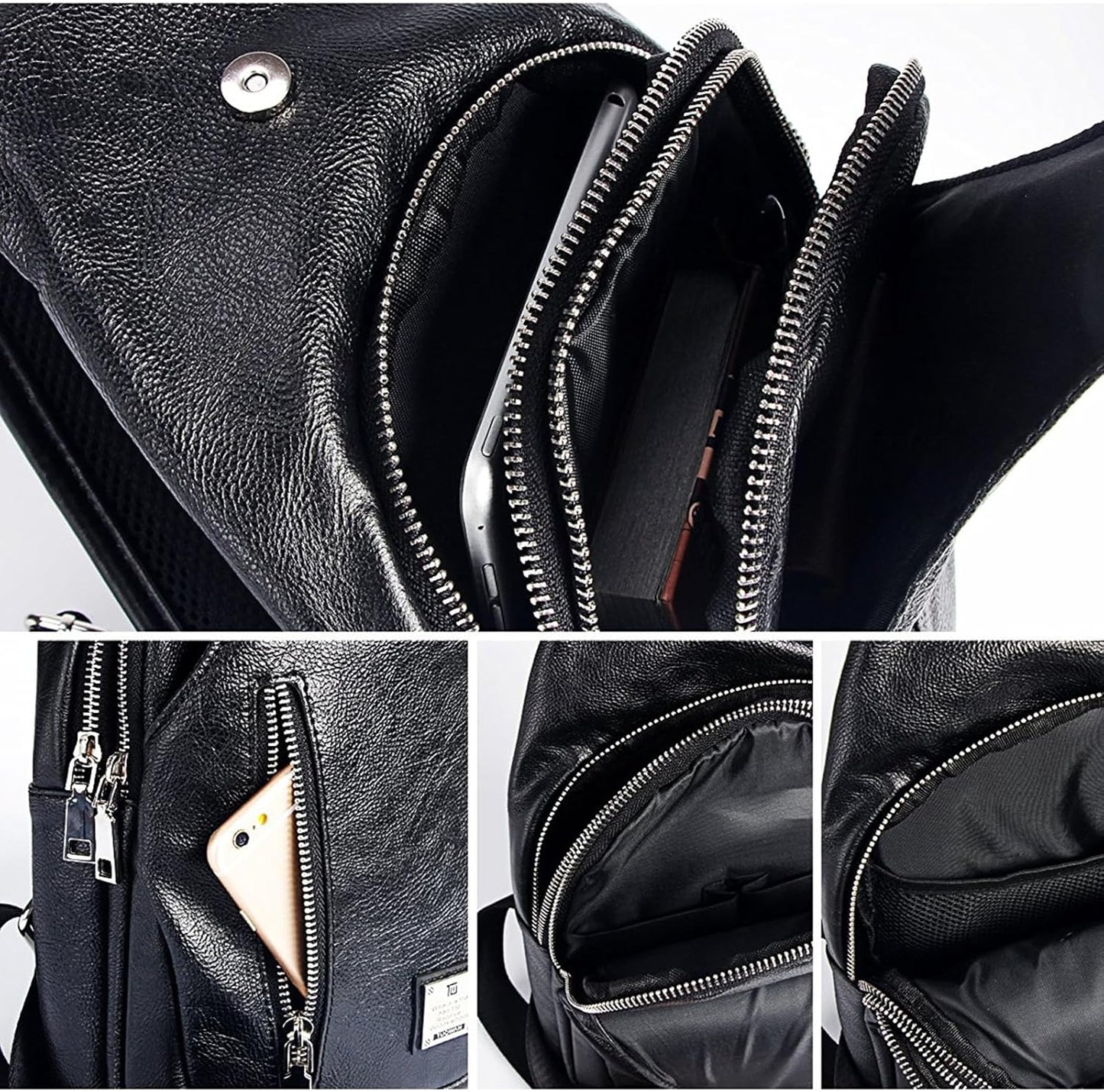 Small Sling Bag Crossbody Backpack Over the Shoulder Bag for Men Women Travel Outdoors, Lightweight Chest Pack (Large,Black)