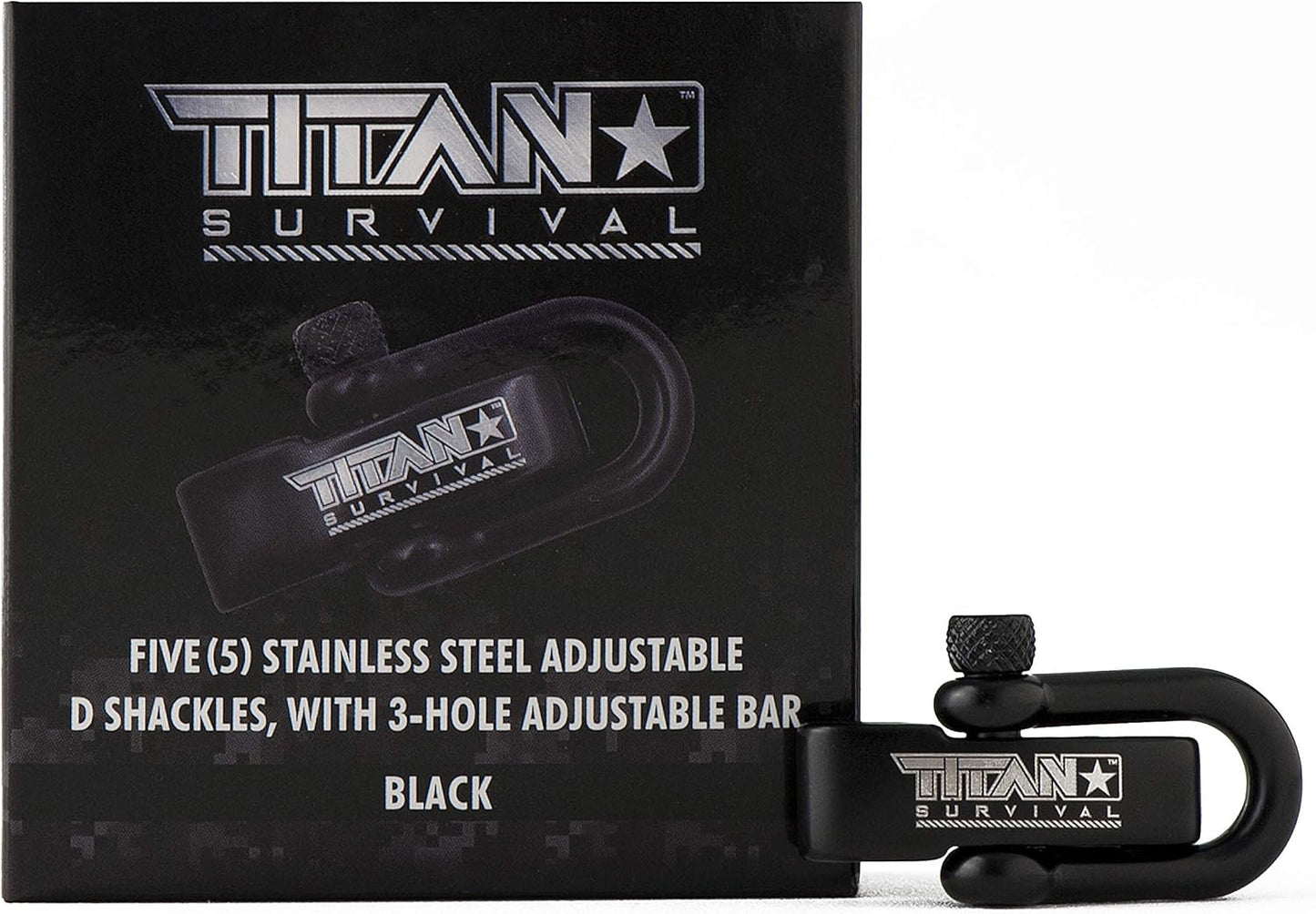 TITAN Survival 1,650 LBS Shackles for Paracord Bracelets (5-Pack) | BLACK | Stylish Premium Metal Clasps.