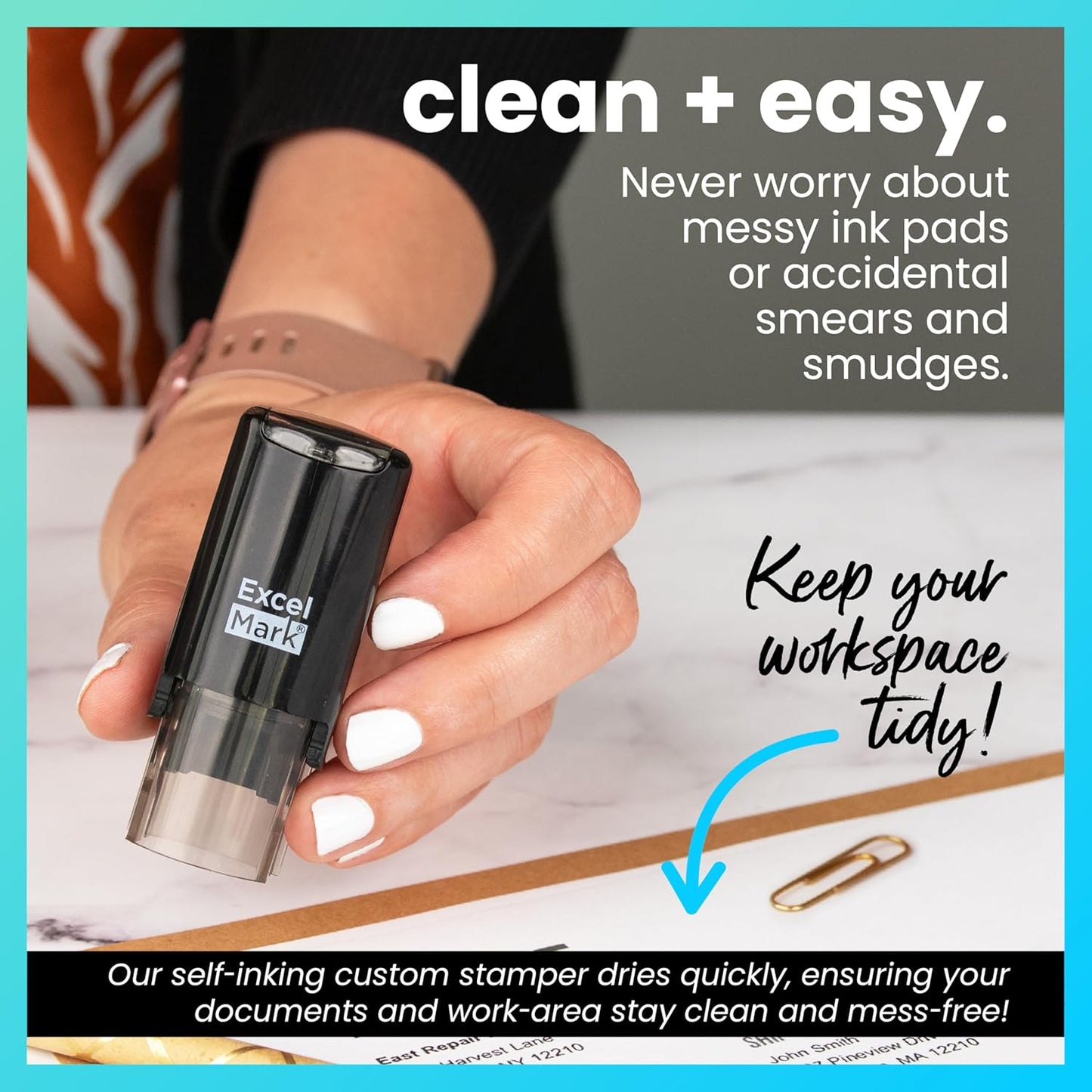 ExcelMark Round Teacher Stamp - Solid Star - RED Ink