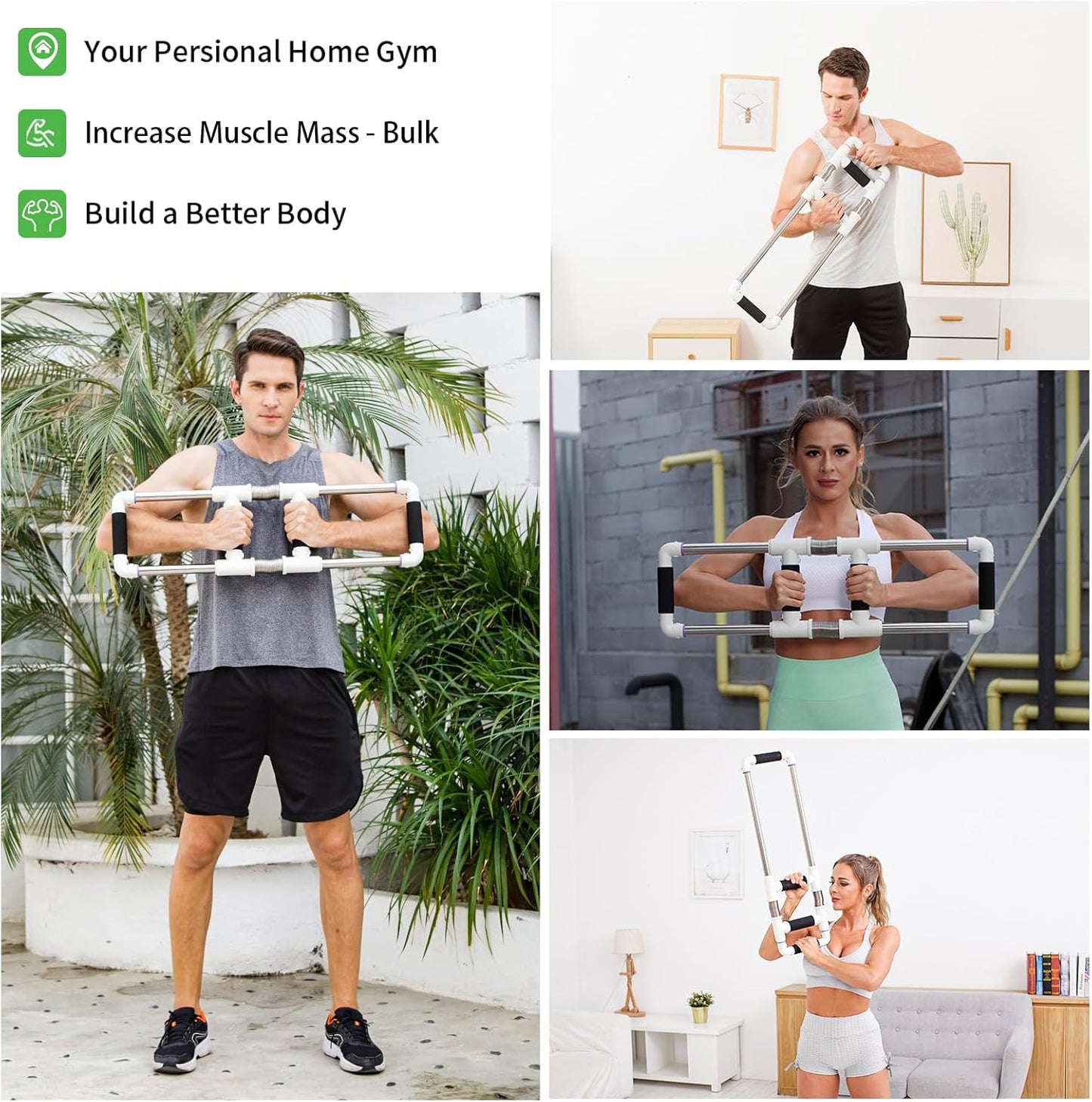 Push Down Bar Machine - Chest Expander at Home Workout Equipment, Arm Exerciser - Portable Spring Resistance Exercise Gym Kit for Home, Travel or Outdoors