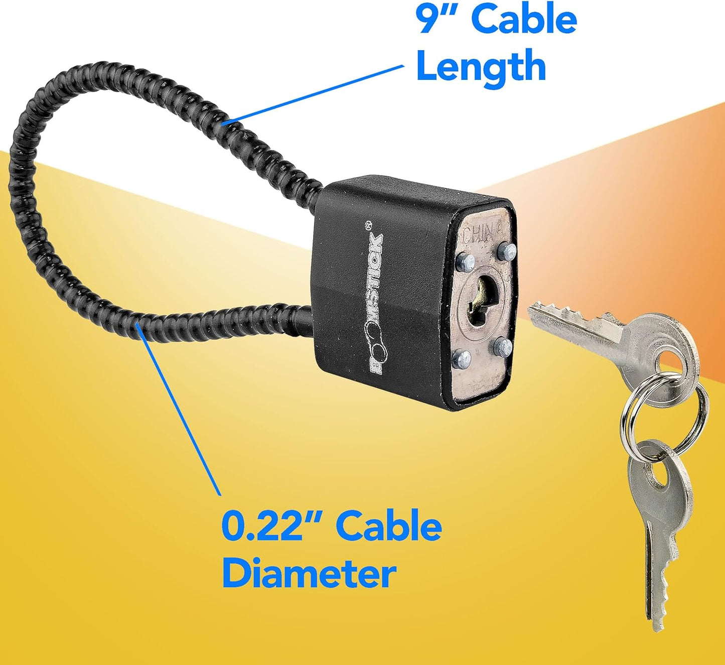BOOMSTICK Gun Cable Lock with Key – 9” Heavy Duty Steel Cable – Universal Fit for Handguns, Rifles & Shotguns – Vinyl-Coated Wire Lock for Firearm Safety & Security – Keyed Different