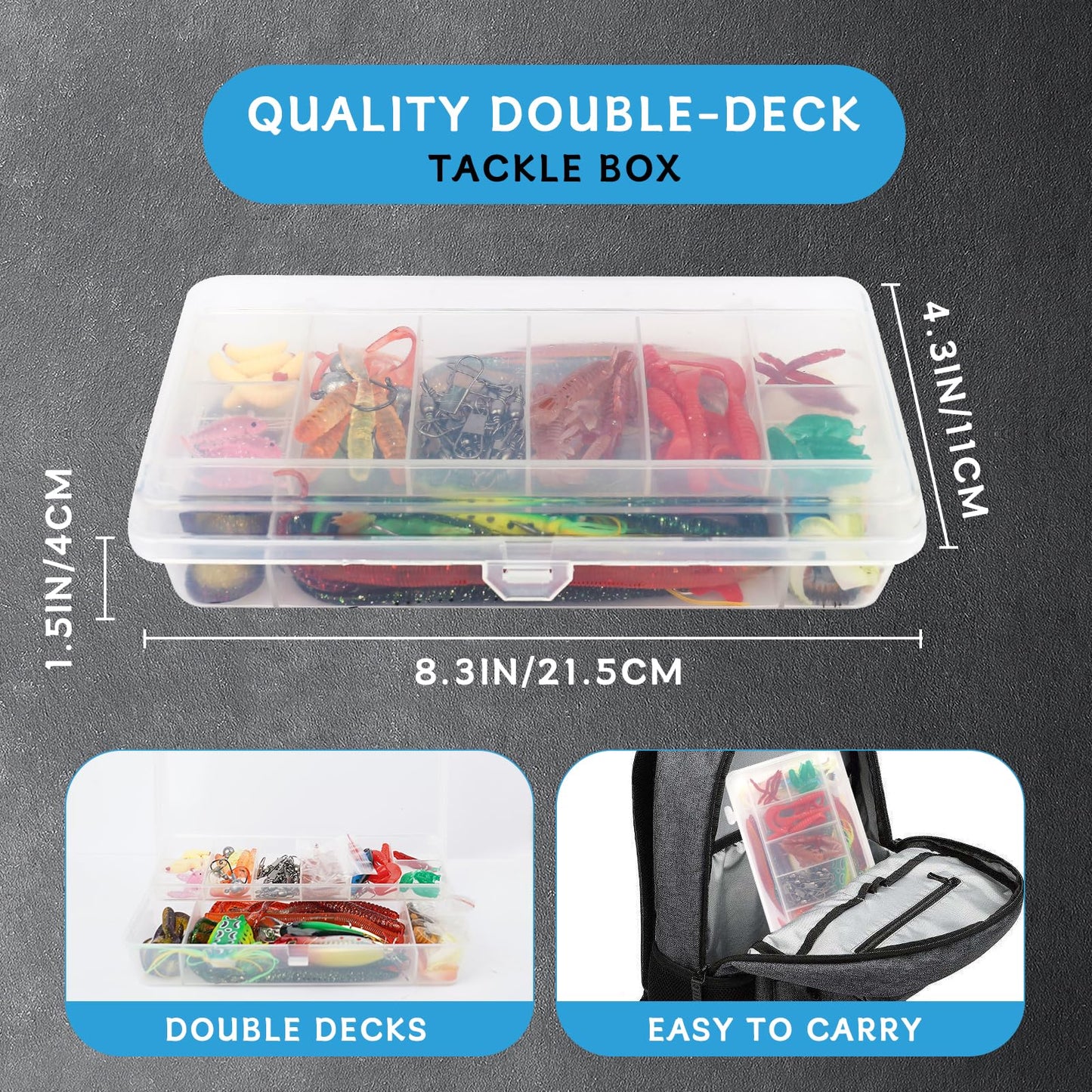 71Pcs Fishing Lures Kit, Fishing Tackle Box Fishing Baits Including Crankbaits for Bass, Salmon for Freshwater and Saltwater, Fishing Accessories Fishing Gear, for Dad Men