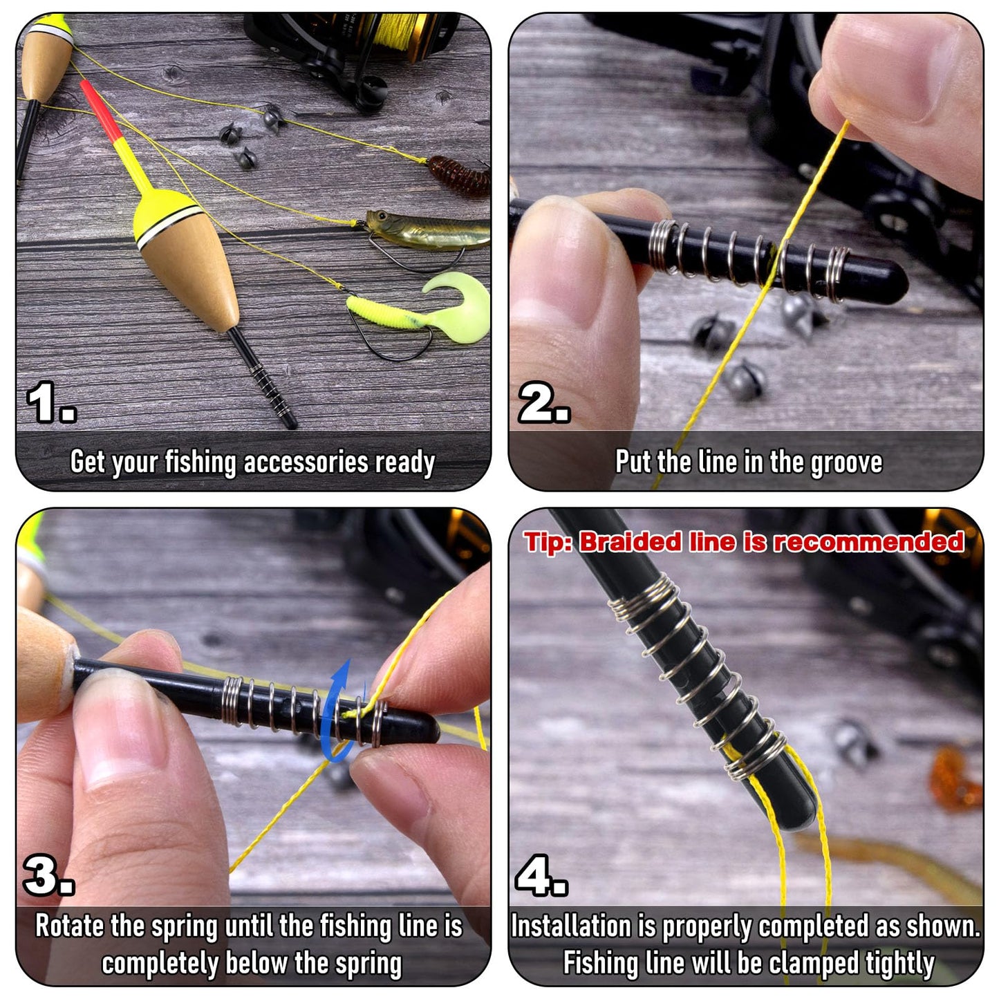 Alwonder 4-Pack Fishing Bobbers Floats, Buoyant Balsa Wood Body Spring Fishing Floats and Bobbers, Oval Bobber for Crappie Bluegills Trout Bass Panfish Catfish Walleyes 2.2“