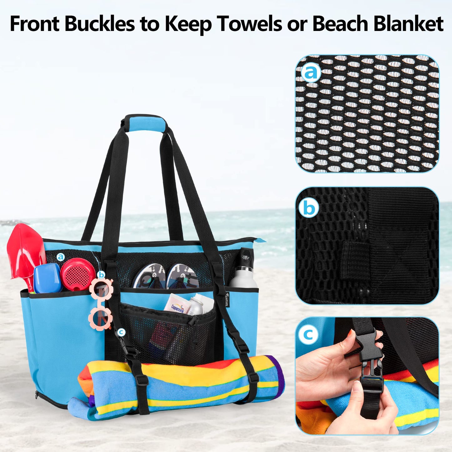 Fasrom Extra Large Mesh Beach Bag Bundle with Mesh Beach Backpack for Beach or Pool Trip