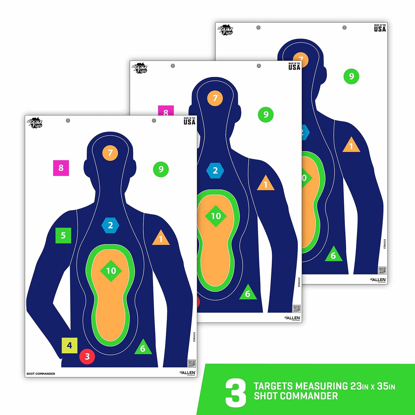 EZ Aim Fun Shot Commander Paper Shooting Targets, 23" W x 35" H, 3-Pack, Multi